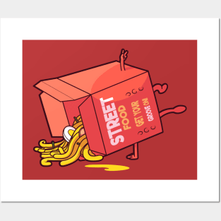 Breakdancing Takeout Box // Funny Street Food Cartoon Posters and Art